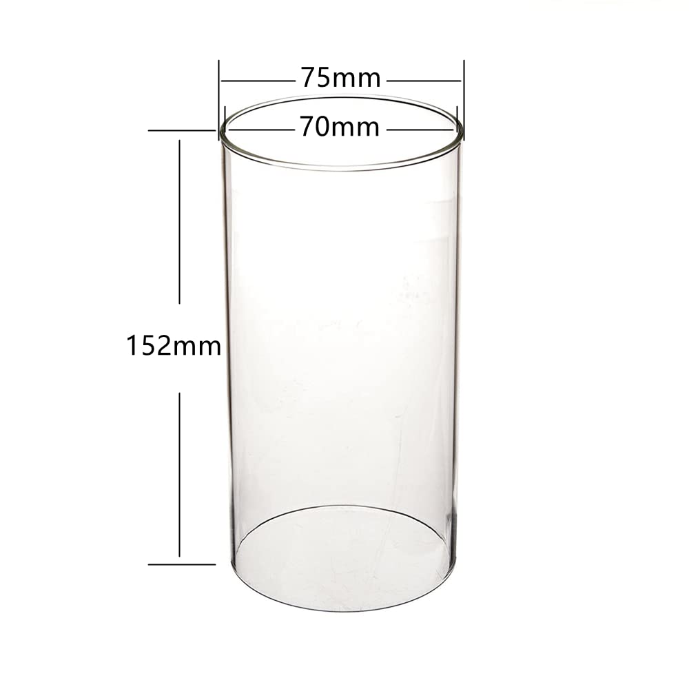 Juego de 2 cilindros de cristal sin base, 7,5 cm de diámetro, también como cristal de repuesto, portavelas sin base, 7,5 x 15,2 cm