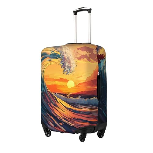 Ocean Waves Elastic Travel Luggage Cover, Washable Spandex Suitcase Protector, Anti-Scratch Fits 18-32 Inch2