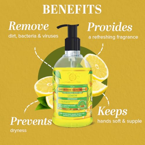 Image of Khadi Natural Lemon Hand Wash | Herbal Liquid Hand Wash for Deep Cleansing & Refreshing Care | Helps Remove Dirt, Impurities & Excess Oil | Refreshing Lemon Formula | No Parabens Hand Wash | Suitable for Men & Women | All Skin Types | 300ml