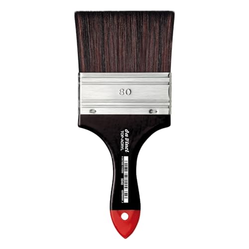 da Vinci Oil & Acrylic Series 5040 Top Acryl Paint Brush, Flat Mottler Red/Brown Synthetic with Plainwood Handle, Size 80