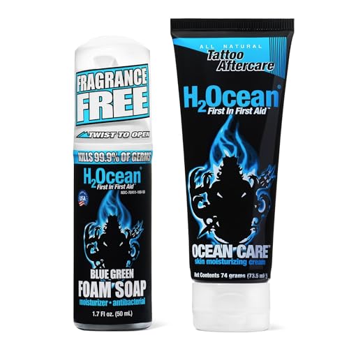 H2Ocean Ocean Care Tattoo Aftercare Lotion 2.5oz + Blue Green