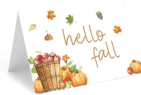 Red Door Inspirations Tarjetas de notas de Acción de Gracias, 20 tarjetas y sobres de Hello Fall