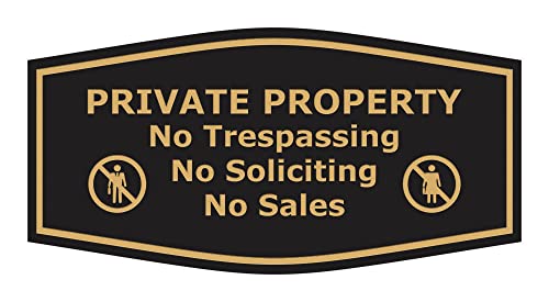Panneau No Trespassing contre les intrusions et ventes forcées lot de 2 noir or