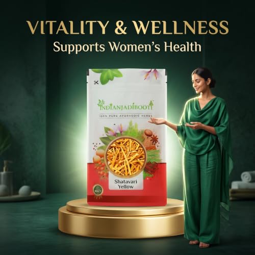Image of IndianJadiBooti Shatavari Yellow (Asparagus racemosus) | Natural Satavar Herb For Hormonal Balance & Reproductive Health | 400 Grams