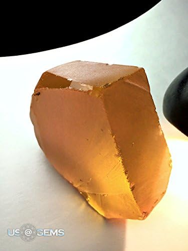 Bi-color Citrine Yellow-Orange. Color change Monosital #M204. Rough 71 gr. Created gemstone.