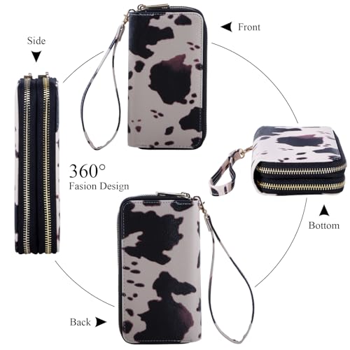 Image of XEYOU Double Zipper Long Clutch Wallet Cellphone Wallet for Women with Removable Wristlet Strap for Credit Card, Cash, Coin, Bill