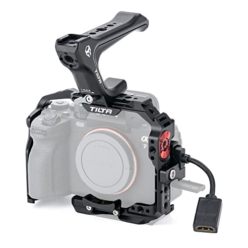 TILTAING Jaula de cámara Completa Compatible con Sony a7 IV a1 S3 R4 73 R3 A9 con asa Superior y Abrazadera de Cable HDMI, Kit básico de Jaula de cámara Video Movie Filmmaking Rig TA-T30-A-B