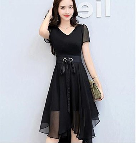 Robe en mousseline légère contre la chaleur jupe longue noire GUO XL