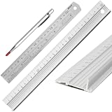 Righello in alluminio da 30 cm, con impugnatura antiscivolo, righello in acciaio da 20 cm,...