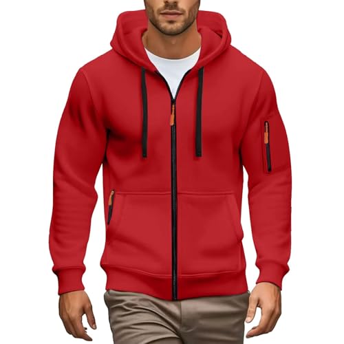 Hoodies for Men Full Zip Mens Hoodies Fleece Casual Drawstring Long Sleeve Sweatshirts Sports Hooded Jacket