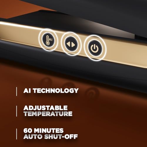 Ikonic Gleam Hair Straightener, Black| Super slim 1 inch plates| Ergonomically slim| Led temperature control| Automated function| Overheating protection| Cereamic rose gold iron... - Image 5