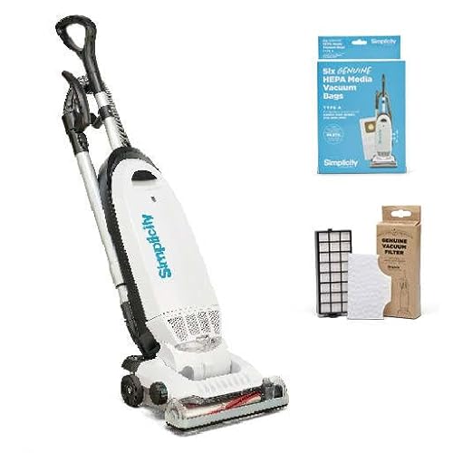 Simplicity Vacuums Allergy Upright Vacuum with Bags and Filter Set Bundle, Bagged Vacuum Cleaner with Certified Hepa Vacuum for Pet Hair, S20EZM