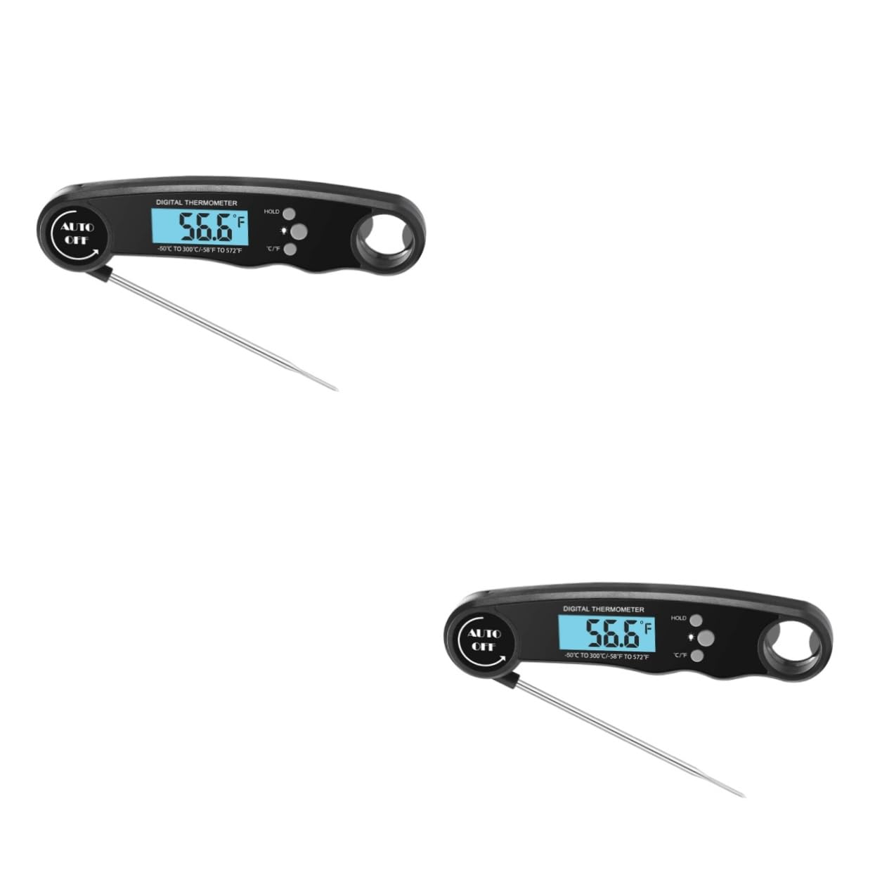 SOLUSTRE 2pcs Foldable Digital Meat Thermometer Cooking Thermometer with Backlight for Kitchen BBQ and Food Accurate Instant Read Probe Compact Lightweight Design Black