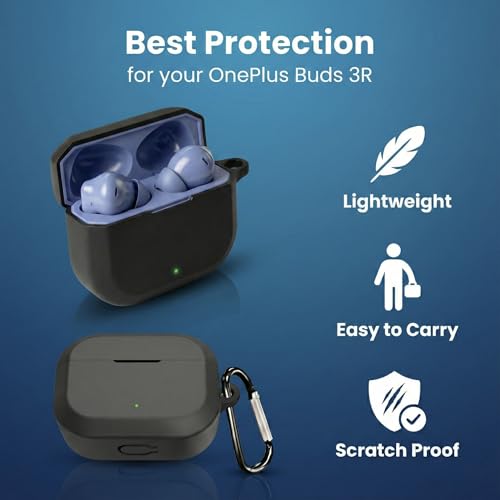 Image of iTronix Case Cover Compatible with OnePlus Nord Buds 3R - Soft Shockproof Earbuds Cover with Carabiner Hook | 360 Protection, Anti-Scratch, Durable & Lightweight Case