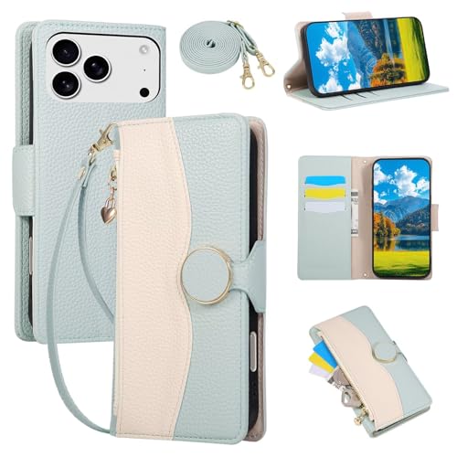 Étui iPhone 17 Pro Max bleu - Housse cuir à rabat portefeuille et antichoc
