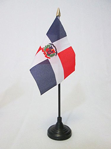 AZ FLAG Dominican Republic Table Flag 15 x 10 cm – Small Dominican Office Flags 10 x 15 cm Gold Tip