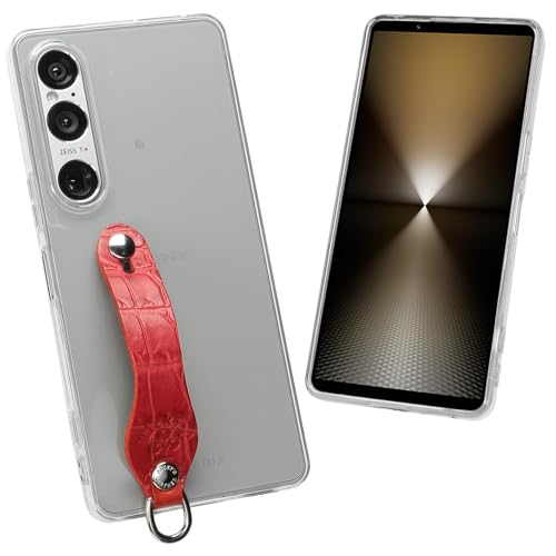 SGC タイプ Xperia1VIIと互換性のある シンプルグリップケース2 エンボスクロコ レッド 【Ricky's】docomo SO-51F au SOG15 softbank TPU 栃木レザー 革 本革 日本製 リッキーズ