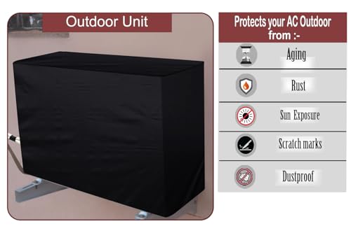 Image of The Furnishing Tree AC Cover Set of Indoor and Outdoor Unit for 1.5 ton Water Resistance & DustProof, Floral Pattern White & Black