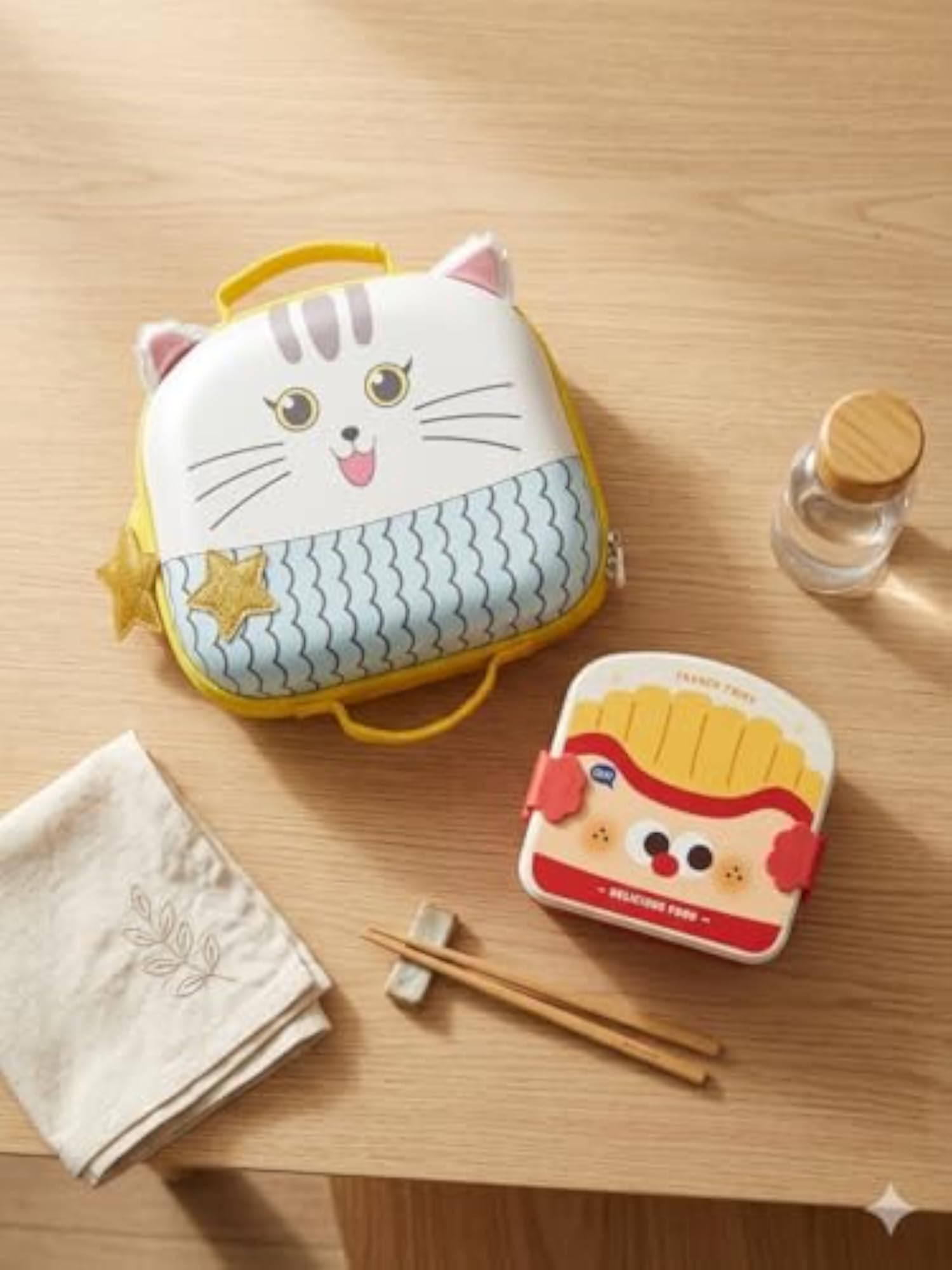 Kids Cat Theme Backpack with Snack Box Combo Set