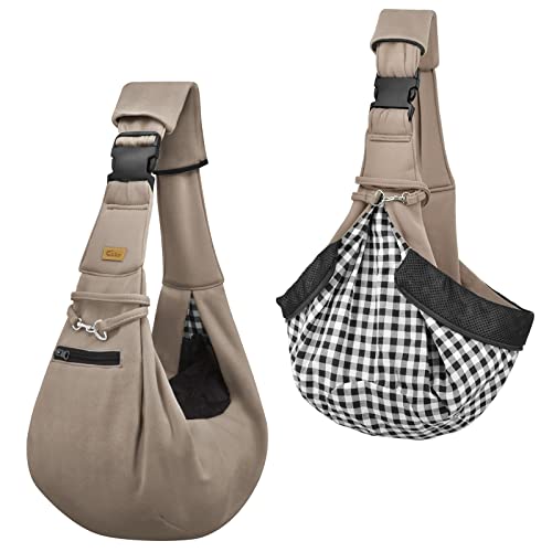 CUBY Dog and Cat Sling Carrier with Zipper Pocket Adjustable Strap Puppy Sling Carrier for Outdoor T