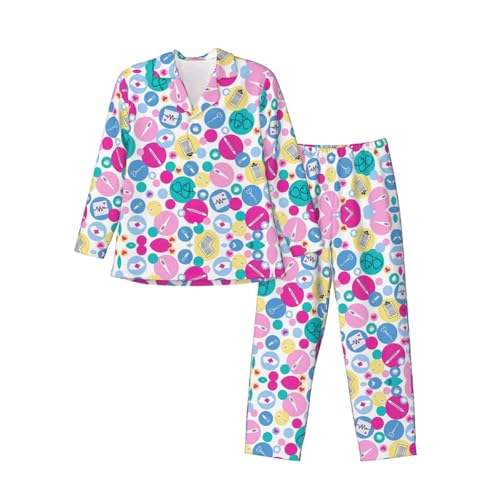 Pyjama homme mignon ensemble vêtement de nuit boutonné salon et routine coucher