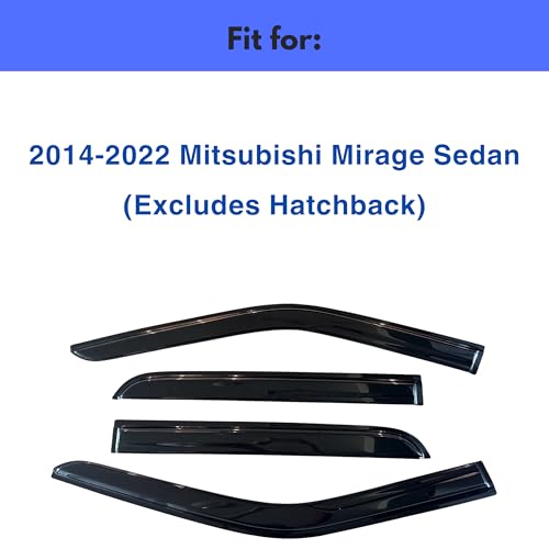 Image of IG Window Visors Fit for 2014-2022 Mitsubishi Mirage Sedan, Out-Channel Rain Guards Vent Wind Deflectors 4PC, Car Accessories for 14-22 Mirage Sedan (Excludes Hatchback)
