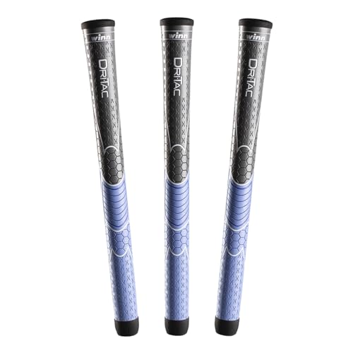 Winn Dri-Tac Undersize Golf Grip, 3 Pack Gray/Lit Blue