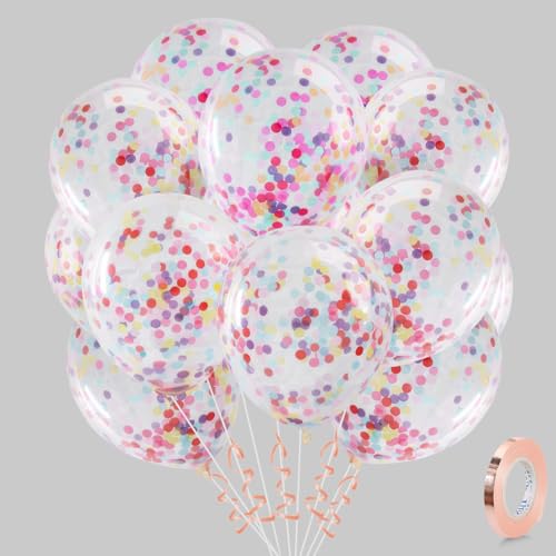 30 Globos de confeti de colores, repuesto de globos de látex de 12", decoraciones para fiestas de cumpleaños bodas aniversarios celebraciones de San Valentín fiesta de comunión