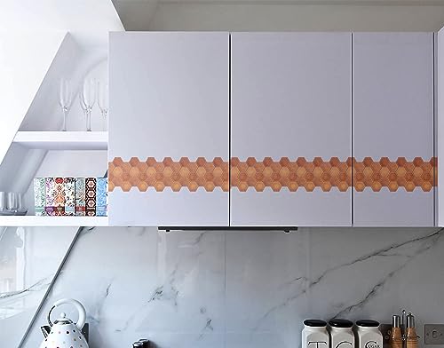 Image of WallDesign Terracotta Hexagon Self-Adhesive Tile Sticker for Decoration of Kitchen, Bathroom, Furniture, Door, Floor - 6.25 in X 10 Ft Durable Vinyl Film