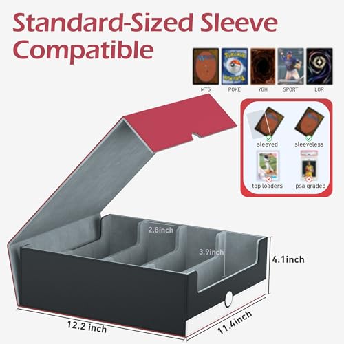 ENTUMO 4-Row【3200+】 Trading Card Storage Box, Card Organizer Holder with 24 Dividers, Case Fit for MTG TCG Magic Commander Deck Playing Cards, Deck Box for Sport Card