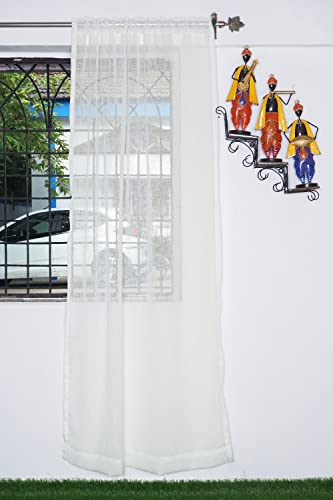 Image of 152 cm Room Darkening Curtain for Window | Thermal Insulated | Cotton Linen Fabric With Rod Pocket | Blackout | Noise Reducing | Header Plain Design Window Single Curtain for Living Room | 5 feet | cream | Pack of 1 | 152 L x 121 W centimeters