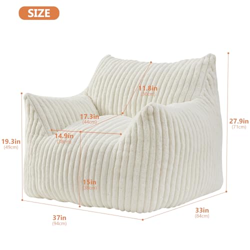 Image of Giant Bean Bag Chairs for Adults Teens with Filling Large Fluffy Bean Bag Chair with Armrests Plush Comfy BeanBag Couch Sofa Chair for Bedroom Living Room Reading
