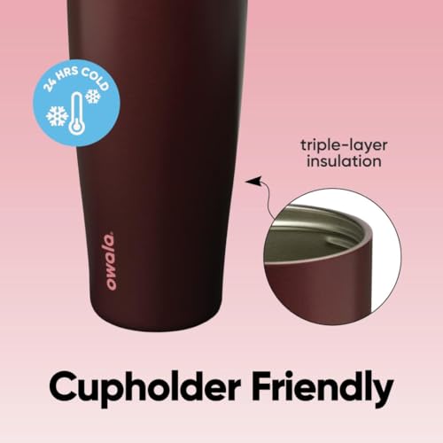Image of Owala FreeSip Tumbler Insulated Stainless Steel Water Bottle with Built-in Straw and Side Handle, For Travel, Work, School, and Sports, 40oz, BPA Free, Leak Proof, Black Cherry