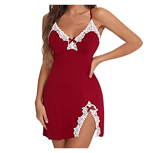 Nuisette chic fente latérale et dentelle : robe de nuit sexy pour femme moderne