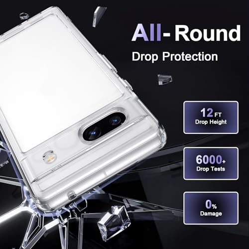 Image of Case for Google Pixel 7a, Military Grade Drop Protection Phone Case, Yellowing Resistant, Anti-Scratch Hard PC Back, Shockproof Hard Ultra-Thin Protective Cover, Clear