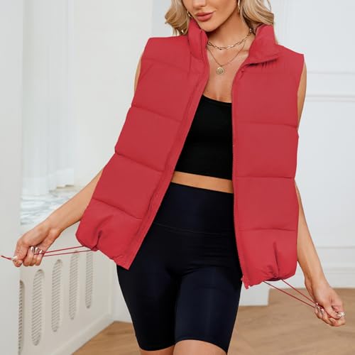 American Trends Womens Puffer Vest Sleeveless Puffy Vests for Women Collar Jacket Zipper Coat with Pockets3