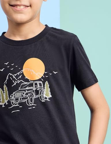 Image of Amazon Brand - Symbol Boys 100% Cotton Graphic Printed Half Sleeves T-Shirt | Age 6-14 Years