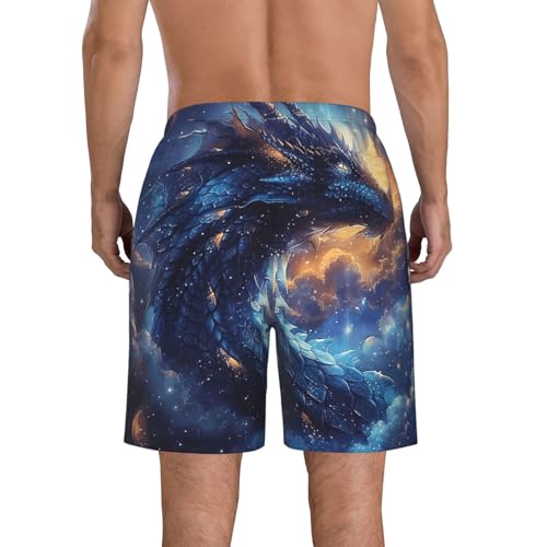 Men's Quick Dry Swim Shorts Dragon Clouds Stars Night Sky Fantasy Art Vintage Beach Trunks with Pockets2