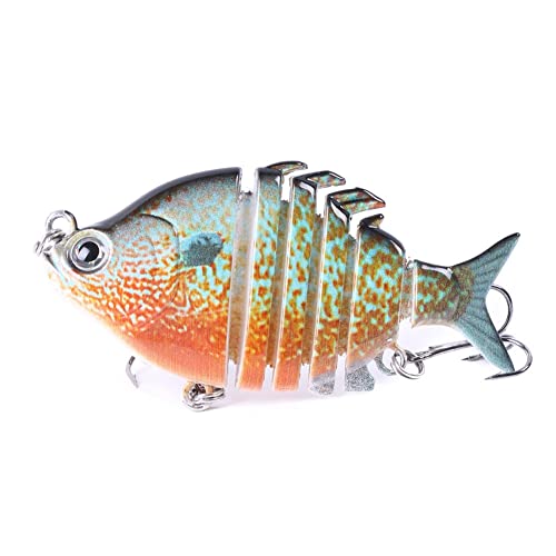 Grebest Fishing Lures, 6.35cm 8g 6 Sections Artificial Fake Lure Wobbler Fish Swim Bait Tackle Tool for Bass Trout Fishing Enthusiasts