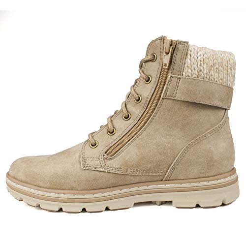 CLIFFS BY WHITE MOUNTAIN Shoes Kelsie Women's Lace-up Hiker Style Bootie, Natural/Fabric, 7.5 M