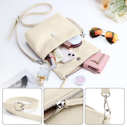 Image of KALIDI Vintage Vegan Leather Crossbody Bag PU Shoulder Bag Handbag Multiple Pockets Adjustable Removable Strap Women