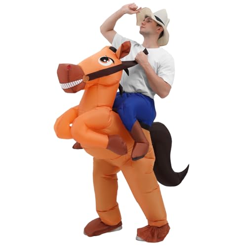 JASHKE Costume Cheval Gonflable Adulte Déguisements de Cheval Gonflable Déguisements d'Halloween Gonflables pour Adultes