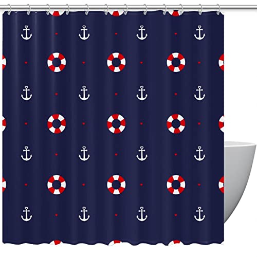 Rideau de douche en tissu anti-adhérence motif ancre nautique 183 cm