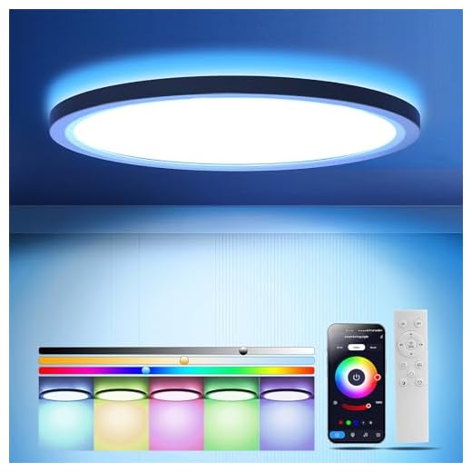 OTREN Plafon LED Techo RGB 36W, Regulable Lámpara de Techo con Mando a Distancia, 3240LM Luz Panel para Baño, Salón, Dormitorio, Cocina, Oficina, Redonda, Ø30CM