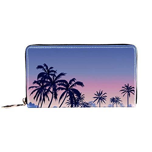 Portefeuille zippé pour Femme avec Pochette pour téléphone Portable - Sac de Voyage en Cuir - Porte-Cartes - Organiseur de Poignets - Kerala - Bateau d'eau - Rivière - Arbre de Prunier