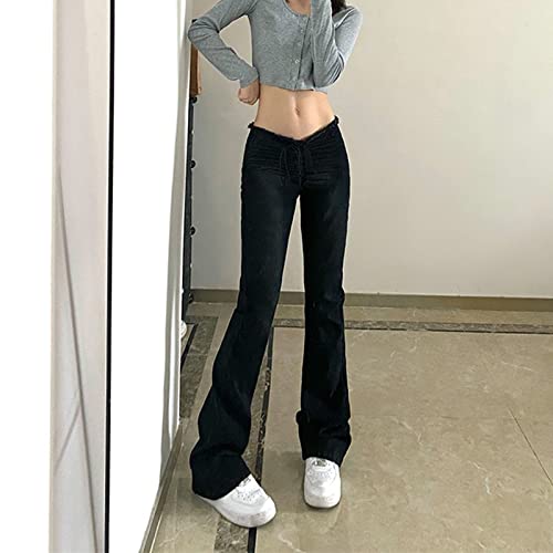 Vaqueros simétricos en forma de V de tiro medio Pantalones acampanados ajustados de fácil ajuste en