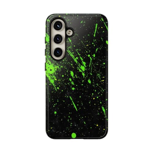 Coque Samsung S24 antichoc rigide noire et vert fluo design original