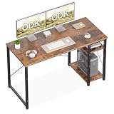 ODK Scrivania Ufficio, 120x48cm Tavolo con Ripiani Reversibili, Scrivania Ufficio con ripiani regolabili in altezza, Scrivania Computer Ideali per la casa e gli Spazi Ridotti, Marrone
