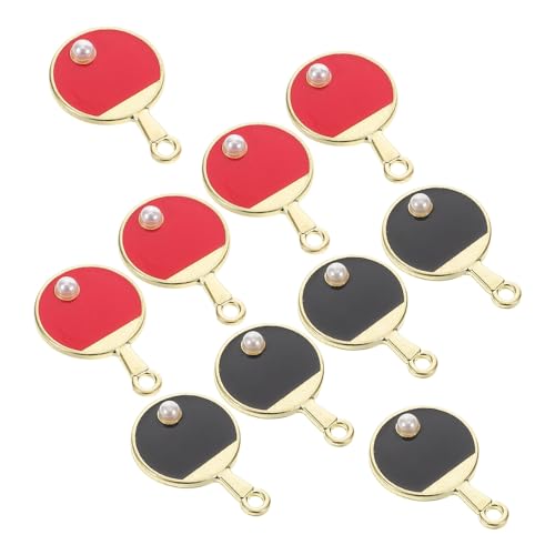 GANAZONO 10 Stück Mini Tischtennis Schläger Anhänger mit Lebendigem Emaille finish Metall Charms zum Basteln Schlüsselring Zubehör für Sportbegeisterte Geschenk für Tischtennisspieler