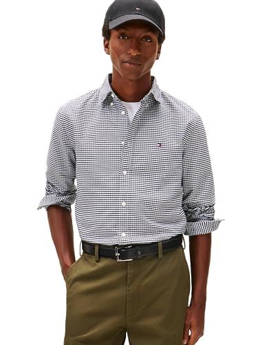 Image of Tommy Hilfiger Men's Long Sleeve Oxford Shirts in Regular Fit, Men's Button Down Shirts, Also Available in Big and Tall